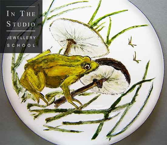 Enamelled-frog-brooch