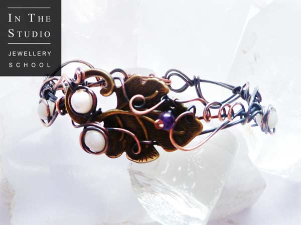 Wire-Wrap-Beaded-Leaf-Bangle