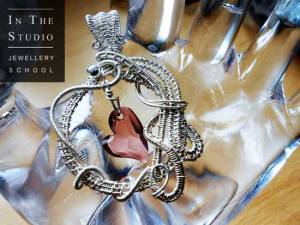 Woven-Silver-Wire-Heart-Stone-Pendant